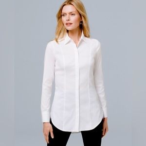 WHBM - White Long Sleeve Button Down Tunic